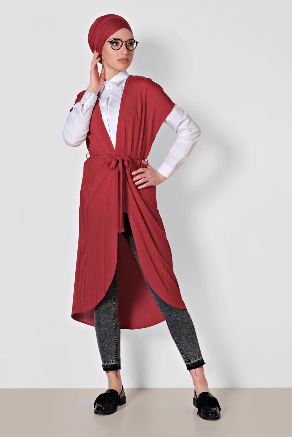 Vêtements hijab ROUGE ALVINA GILET CEINTURE T 4241