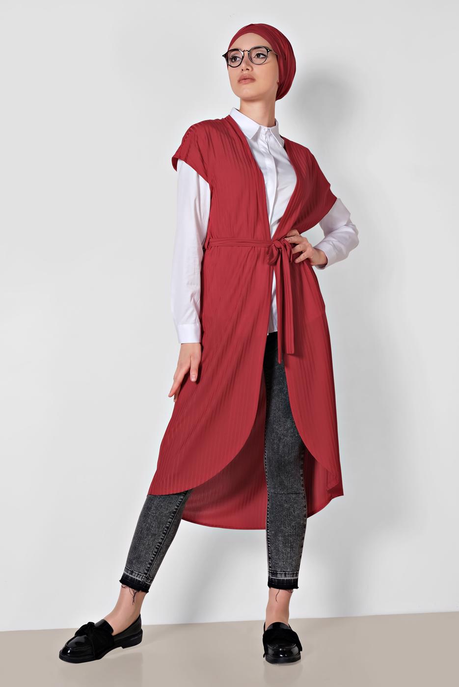 Vêtements hijab ROUGE ALVINA GILET CEINTURE T 4241