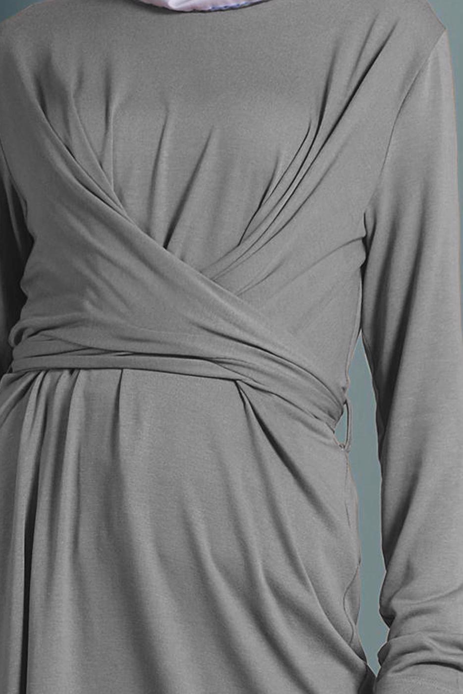 Hijab clothing GREY ALVINA CROSS-OVER TUNIC T 40321