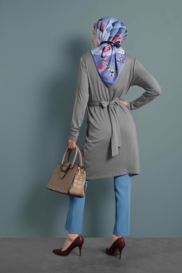 Hijab clothing GREY ALVINA CROSS-OVER TUNIC T 40321 - TRENDTESETTÜR