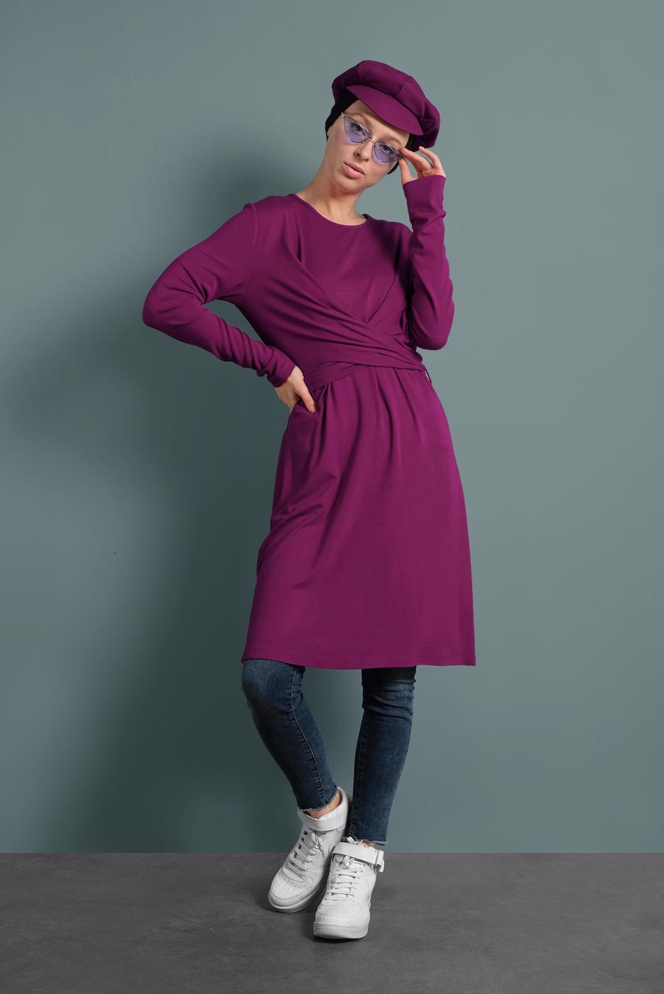 Hijab clothing PURPLE ALVINA CROSS-OVER TUNIC T 40321