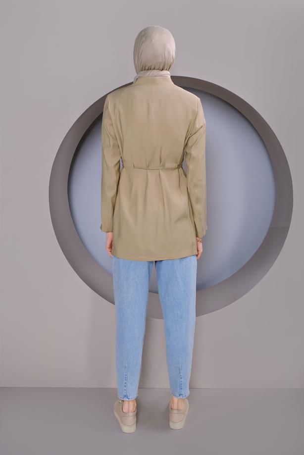 Vêtements hijab BRUN ALVINA VESTE CEINTURÉE AVEC POCHE DÉTAIL T 41425 - TRENDTESETTÜR