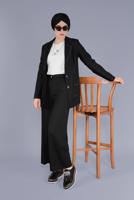 Tesettür giyim SİYAH ALVİNA KRUVAZE YAKA CEPLİ CEKET T 41448