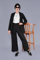 Tesettür giyim SİYAH ALVİNA KRUVAZE YAKA CEPLİ CEKET T 41448