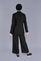 Tesettür giyim SİYAH ALVİNA KRUVAZE YAKA CEPLİ CEKET T 41448