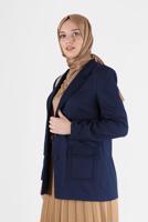 Tesettür giyim LACİVERT ALVİNA KRUVAZE YAKA CEPLİ CEKET T 41448