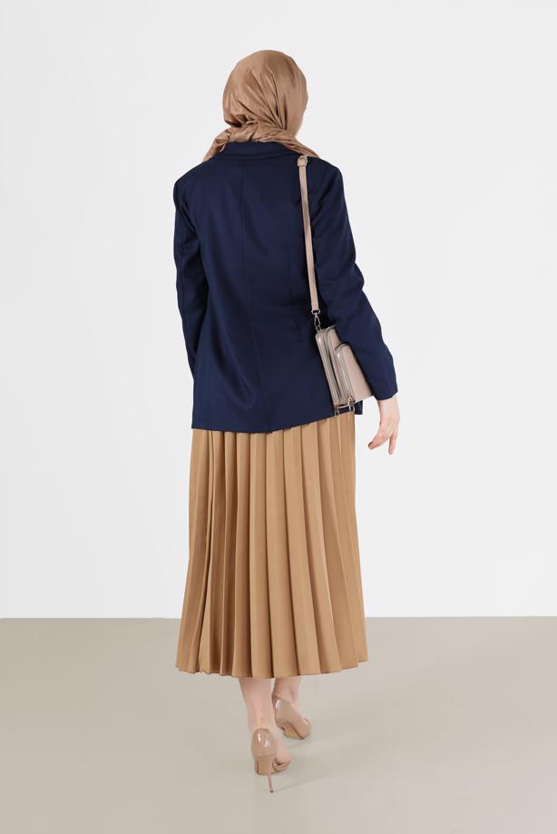 Vêtements hijab BLEU MARINE ALVINA DOUBLE BOUTONNAGE DÉTAIL POCHE VESTE T 41448 - TRENDTESETTÜR