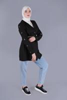 Hijab clothing BLACK ALVINA DOUBLE BREASTED BUTTONED JACKET T 41451