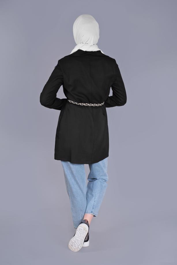 Vêtements hijab NOIR VESTE À DOUBLE BOUTONNAGE ALVINA T 41451 - TRENDTESETTÜR