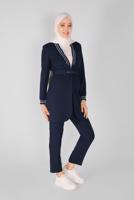 Tesettür giyim LACİVERT ALVİNA SİM ŞERİT DETAYLI CEKET T 41468