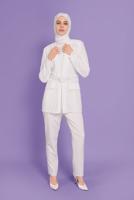 Tesettür giyim KREM ALVİNA GÜPÜR DETAYLI CEKET T 41470