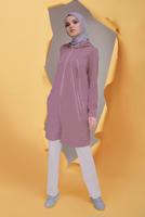 Tesettür giyim PEMBE ALVİNA KAPÜŞONLU İKİLİ PANTOLONLU EŞOFMAN TAKIMI T 41649