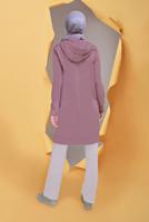 Tesettür giyim PEMBE ALVİNA KAPÜŞONLU İKİLİ PANTOLONLU EŞOFMAN TAKIMI T 41649