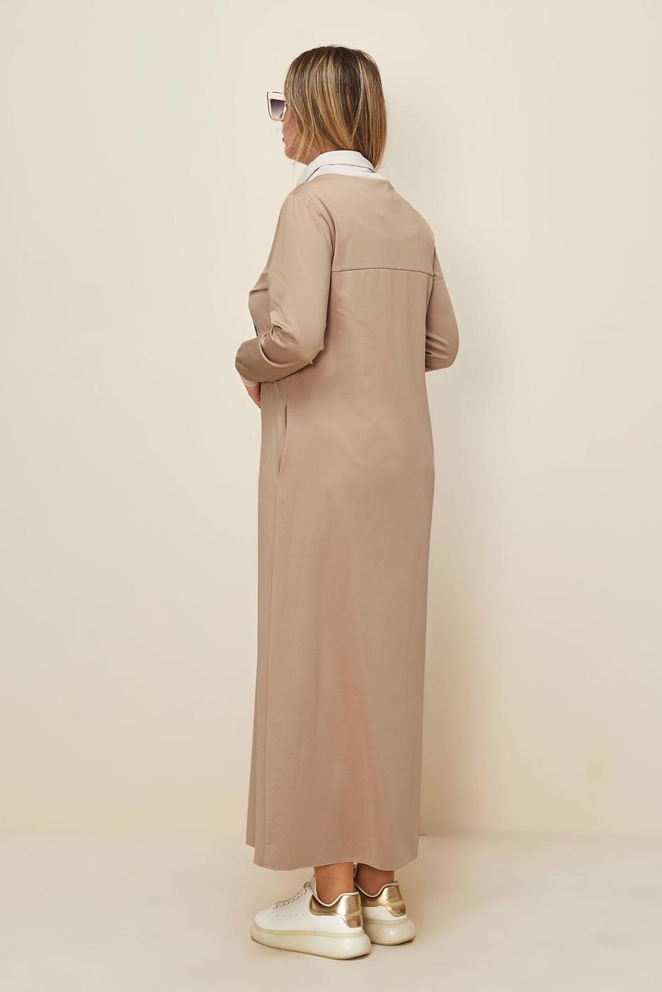 Tesettür giyim BEJ T 42436 ALV MARİON ELBİSE 40/46 TEK40