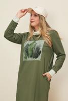 Tesettür giyim HAKİ T 42436 ALV MARİON ELBİSE 40/46 TEK40