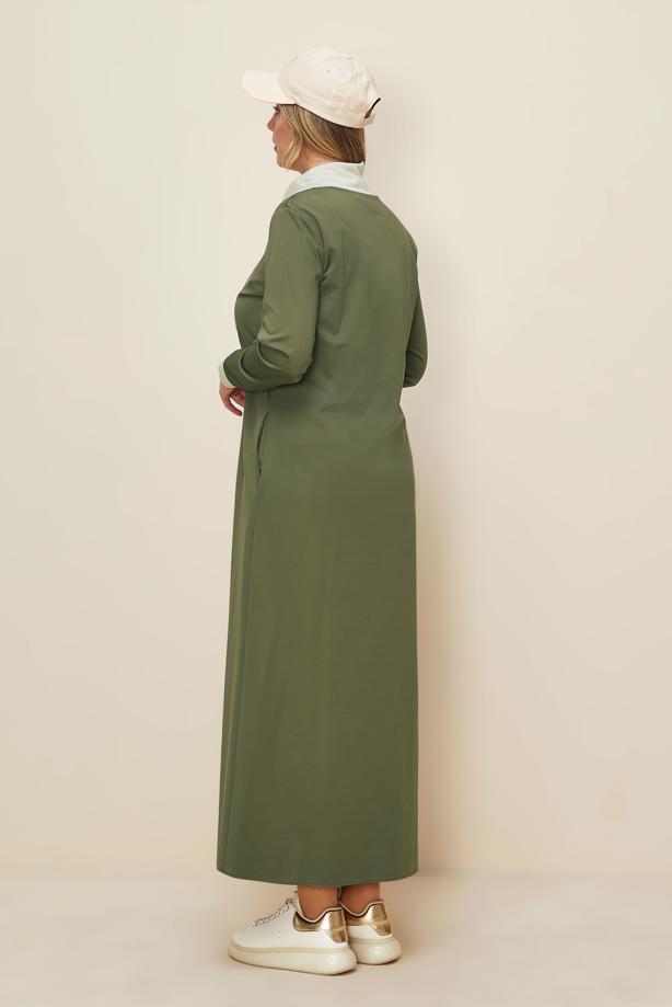 Tesettür giyim HAKİ T 42436 ALV MARİON ELBİSE 40/46 TEK40 - TRENDTESETTÜR