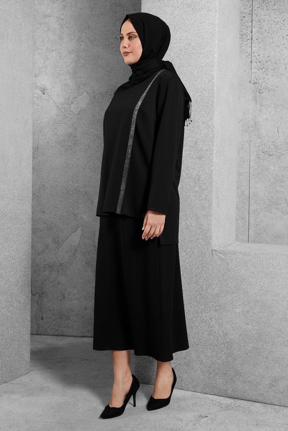 Vêtements hijab NOIR ALVINA COSTUME À JUPE T 20186