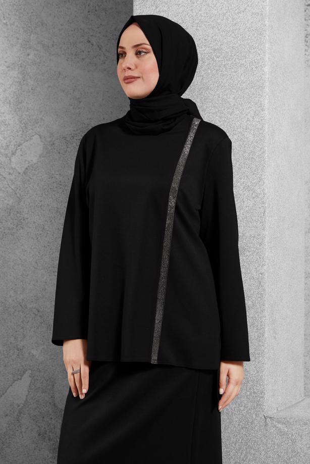 Hijab clothing BLACK ALVINA SKIRTED SUIT T 20186 - TRENDTESETTÜR