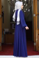 Tesettür giyim LACİVERT DRAPE DETAYLI ABİYE ELBİSE T 0053