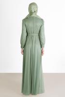 Vêtements hijab VERT ROBE DE SOIRÉE ARGENTÉE DÉTAIL GEM 0353