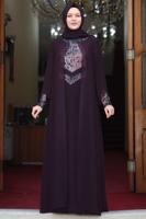 Hijab clothing PURPLE SEQUIN DETAIL EVENING DRESS T 3623