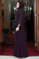 Hijab clothing PURPLE SEQUIN DETAIL EVENING DRESS T 3623