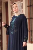 Tesettür giyim LACİVERT PUL PAYET DETAYLI ABİYE T 3623