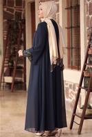 Tesettür giyim LACİVERT PUL PAYET DETAYLI ABİYE T 3623