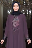 Tesettür giyim PEMBE PUL PAYET DETAYLI ABİYE T 3623