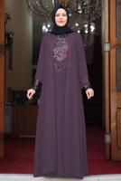 Tesettür giyim PEMBE PUL PAYET DETAYLI ABİYE T 3623