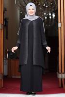 Vêtements hijab NOIR ROBE DE SOIRÉE DÉTAIL GEM T 4523