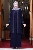 Vêtements hijab BLEU MARINE ROBE DE SOIRÉE DÉTAIL GEM T 4523