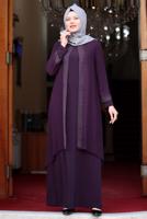 Hijab clothing PLUM GEM DETAIL EVENING DRESS T 4523
