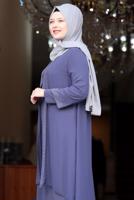 Hijab clothing NAVY BLUE GEM DETAIL EVENING DRESS T 4523