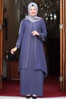 Vêtements hijab BLEU MARINE ROBE DE SOIRÉE DÉTAIL GEM T 4523