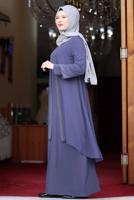 Hijab clothing NAVY BLUE GEM DETAIL EVENING DRESS T 4523