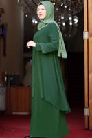 Tesettür giyim YEŞİL TAŞ DETAYLI ABİYE ELBİSE T 4523