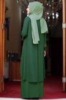 Tesettür giyim YEŞİL TAŞ DETAYLI ABİYE ELBİSE T 4523