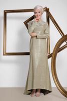 Tesettür giyim ALTIN ALVİNA SİMLİ KEMERLİ ABİYE ELBİSE 5583 