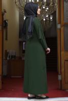 Hijab clothing KHAKI GEM DETAIL ASYMMETRIC CUT EVENING DRESS 6021