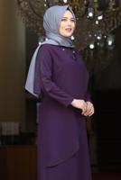 Hijab clothing PLUM GEM DETAIL ASYMMETRIC CUT EVENING DRESS 6021