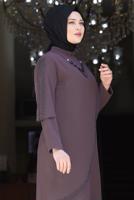 Hijab clothing PINK GEM DETAIL ASYMMETRIC CUT EVENING DRESS 6021