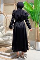 Tesettür giyim SİYAH TAŞ DETAYLI VOLANLI ABİYE T 7099