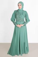 Vêtements hijab VERT ROBE DE SOIRÉE BRODERIE PERLES 71825