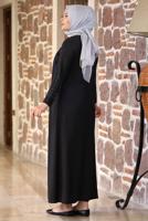 Tesettür giyim SİYAH BONCUK İŞLEMELİ ABİYE ELBİSE T 7221