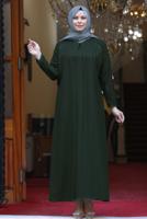 Vêtements hijab KAKI ROBE DE SOIRÉE BRODÉE DE PERLES T 7221