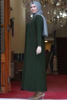 Vêtements hijab KAKI ROBE DE SOIRÉE BRODÉE DE PERLES T 7221