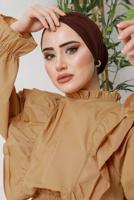 Tesettür giyim KAHVE FIRFIRLI BLUZ 921 