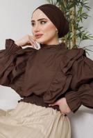 Tesettür giyim KAHVE FIRFIRLI BLUZ 921 