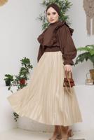 Tesettür giyim KAHVE FIRFIRLI BLUZ 921 